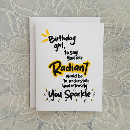 Radiant Birthday Girl greeting card