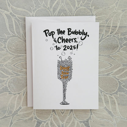 2025 Champagne Flute New Years greeting card