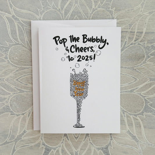 2025 Champagne Flute New Years greeting card